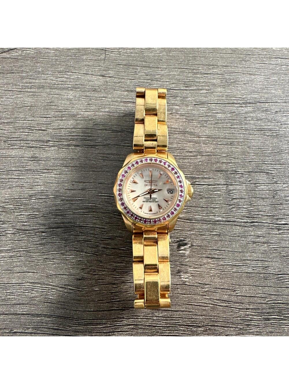 Invicta Watch Women Gemstone Swiss 3765 Mother of Pearl Ladies Rose Gold